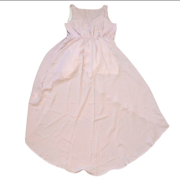 Halara Deep V Neck Sleeveless Crossover High Low Flowy Maxi Wedding Guest Dress - Picture 3 of 4